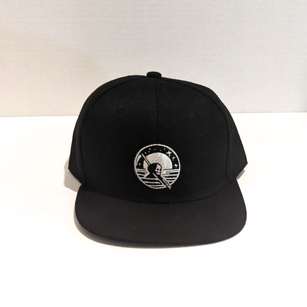 Mesmerizing Skeleton: New Black Snapback Hat with Original Artwork Front Design